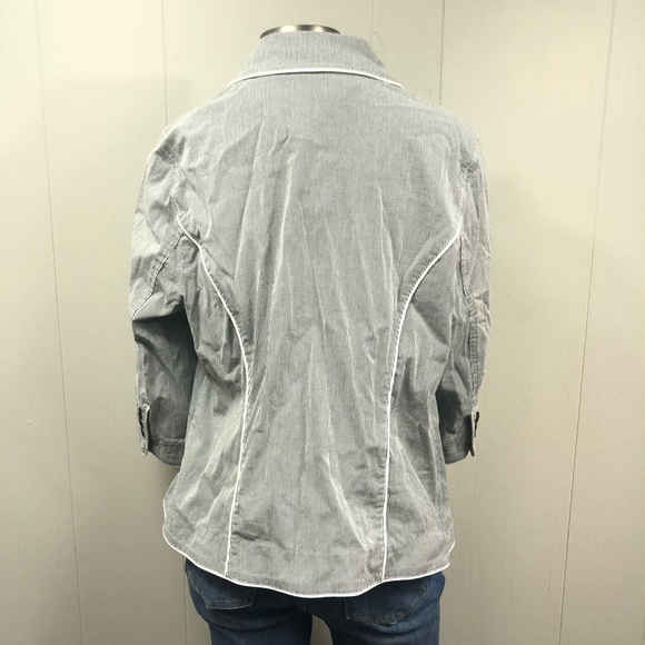 NWT CJ Banks Grey & White Striped Blazer Size 14W - Picture 5 of 7